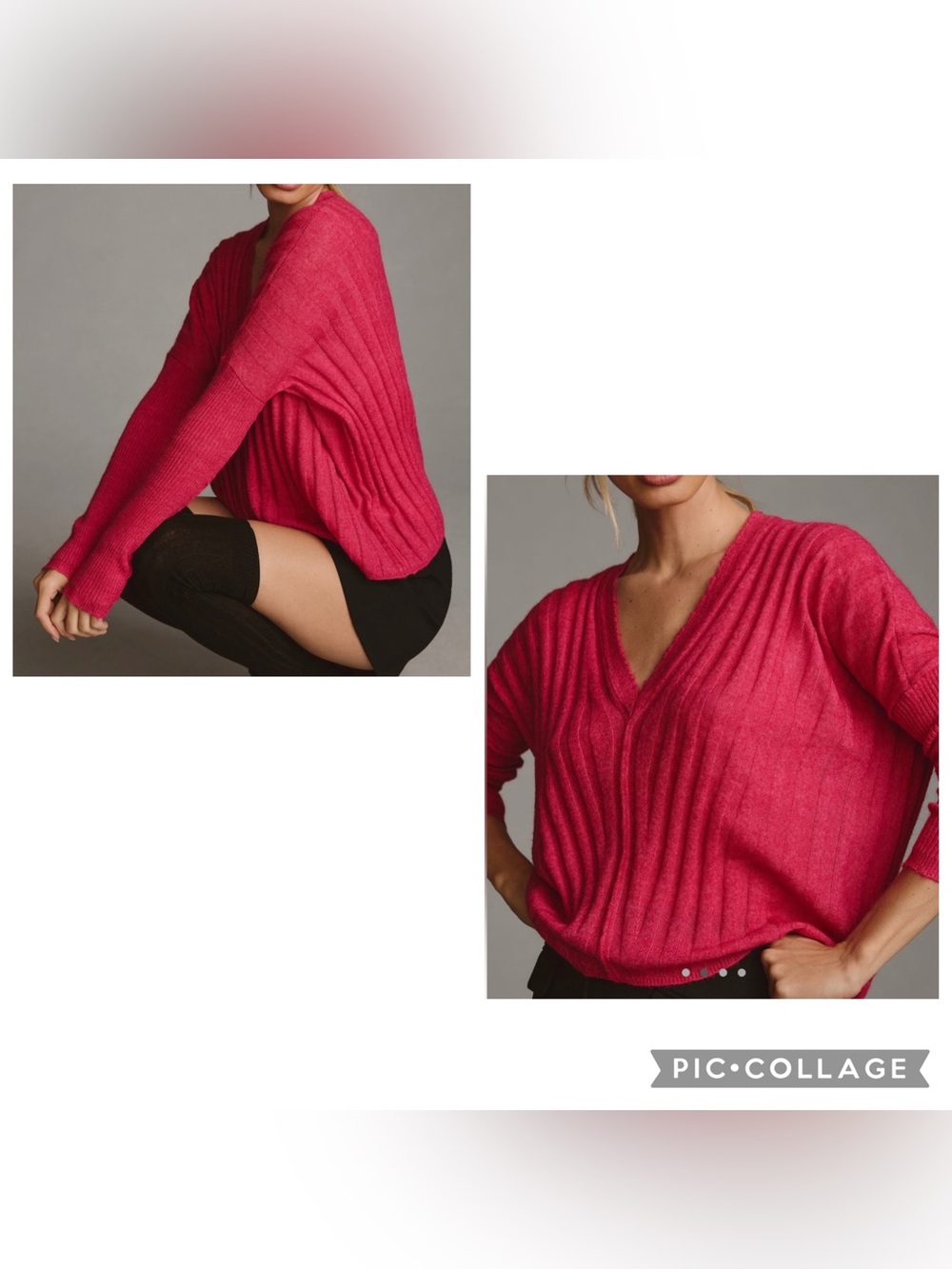 Anthropologie pilcro V Neck Boxy Rib V Neck Ribbed Pullover Sweater size S